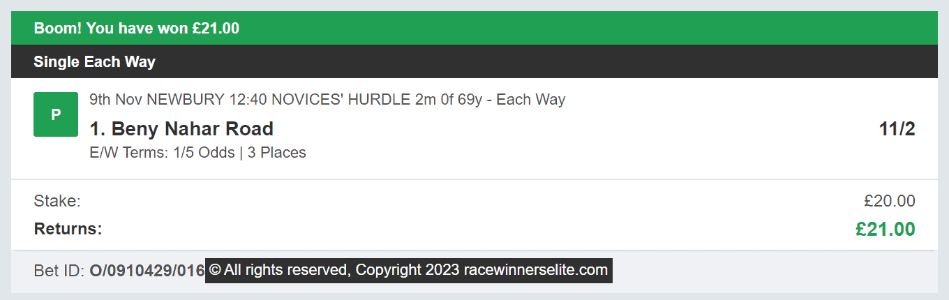 Race Winners Elite - Winner 1 - 2023-11-09