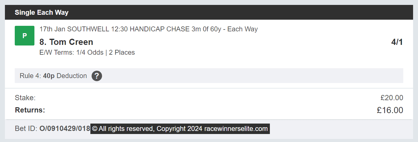 Race Winners Elite - Winner 1 - 2024-01-17