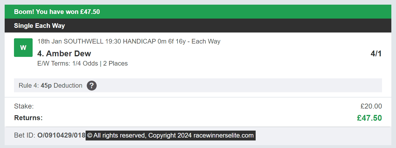 Race Winners Elite - Winner 3 - 2024-01-18